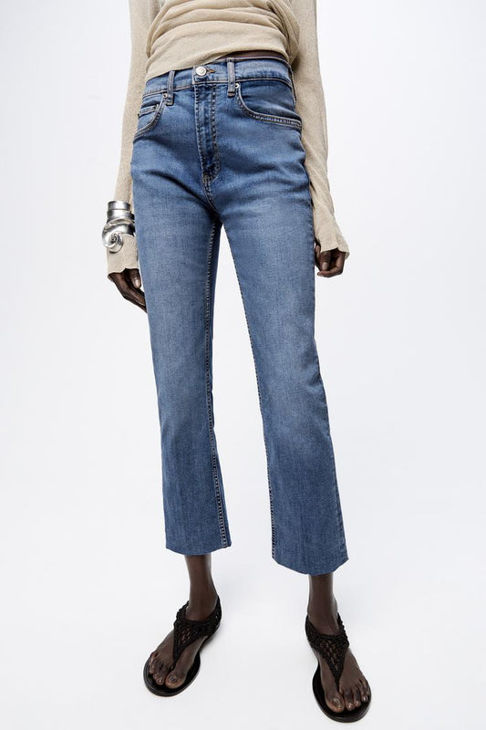 ZW COLLECTION HIGH WAIST CROPPED BOOTCUT JEANS
