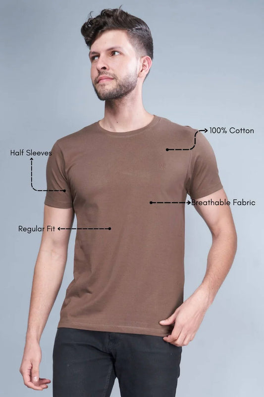 Men T-shirt 485 (Brown Solid)