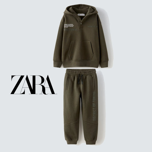 ZR District of Tokyo Style khaki Fleece Hooded Track Suit