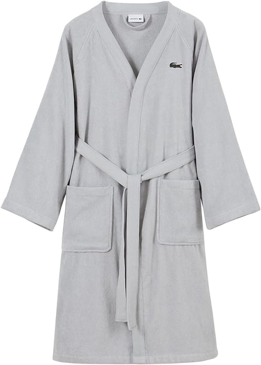 Lacoste Classic Pique 100% Cotton Bath Robe for Men & Women, One Size Fits Most