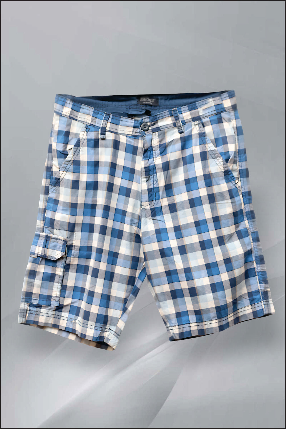 Men Blue/White Check Shorts