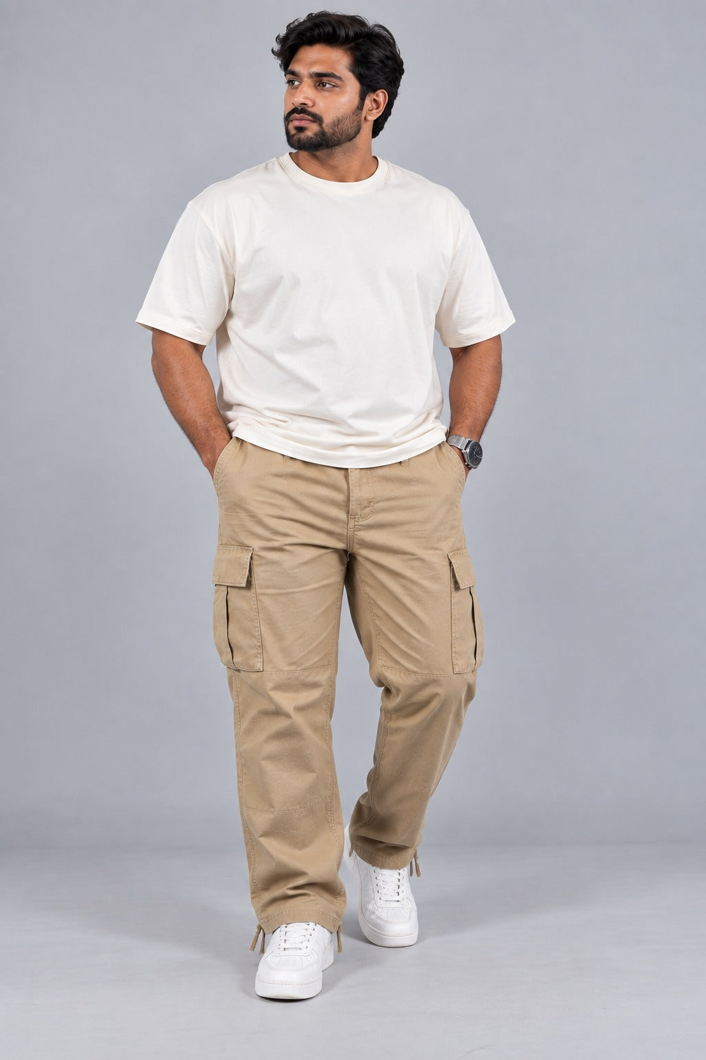 Men Beige Cargo Pant