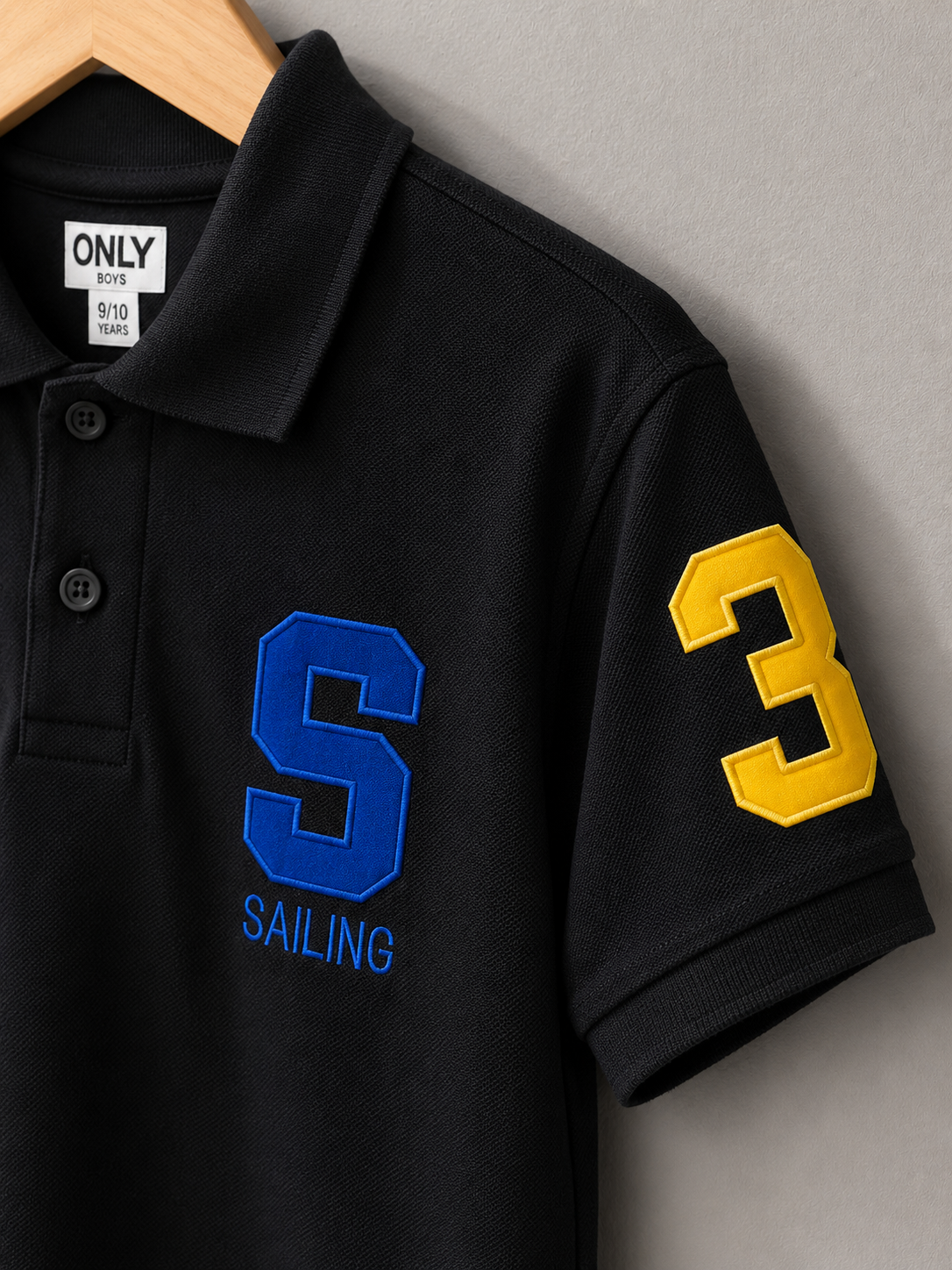 Boys Black Graphic Polo Shirt