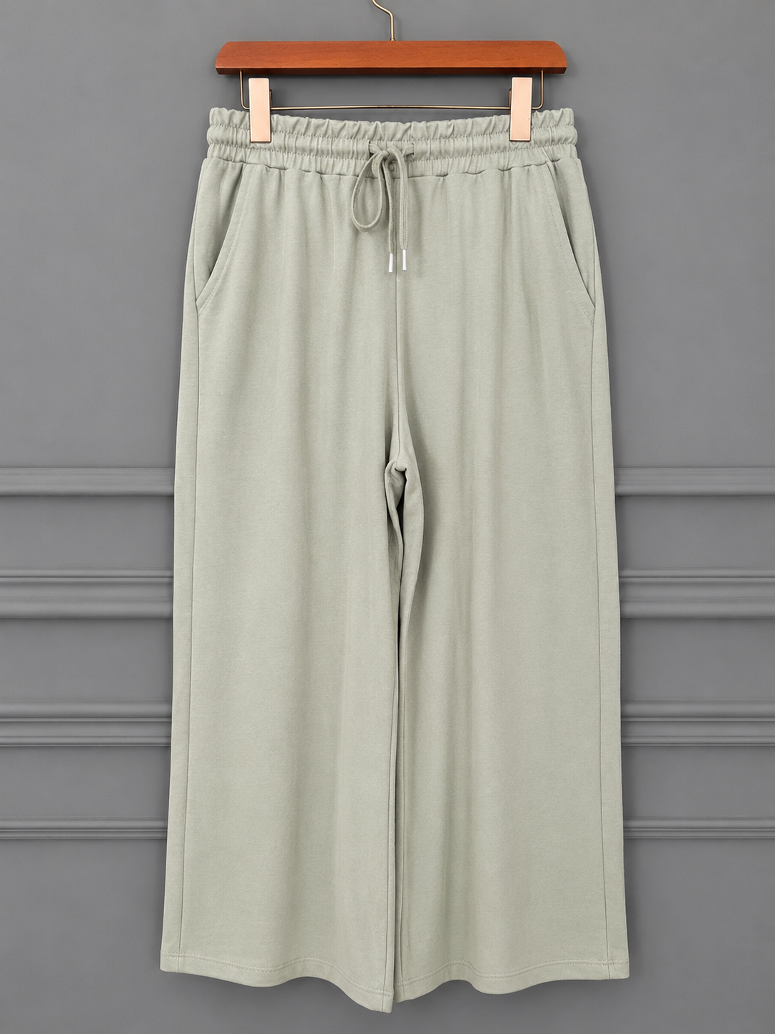 Sage Green Relaxed-Fit Women Trousers