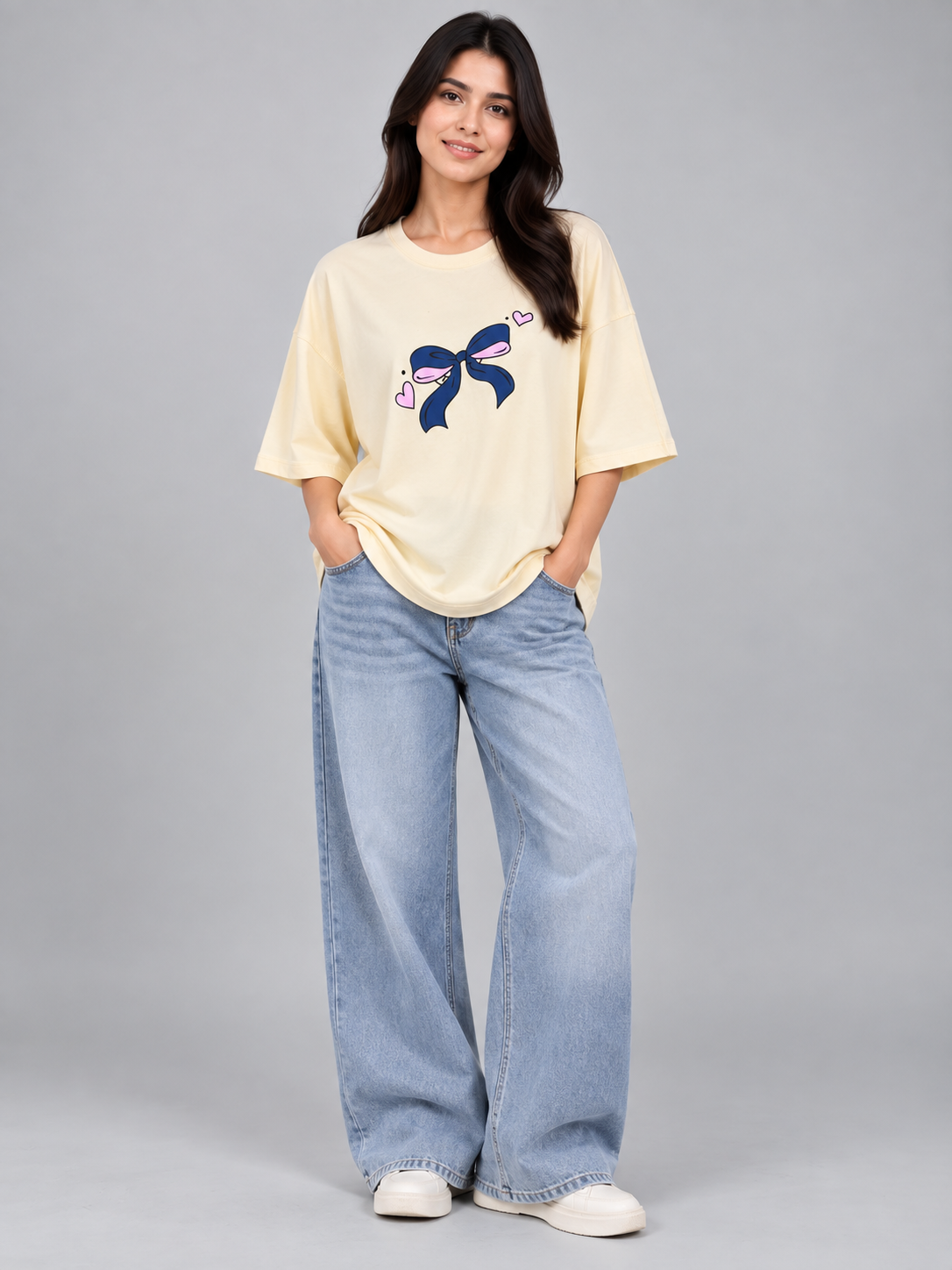 Bow Graphic Drop Shoulder Tee