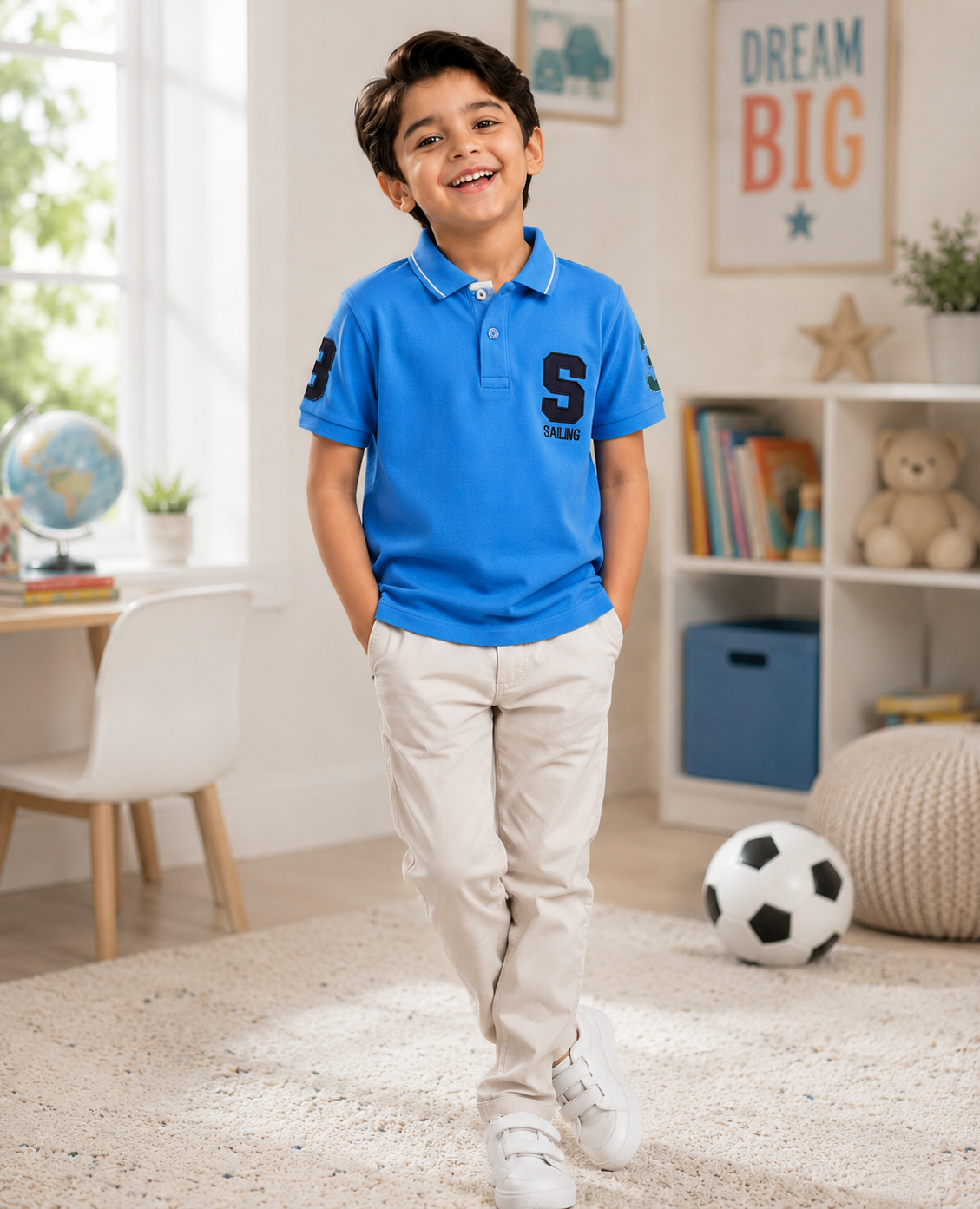 Boys Classic Blue Graphic Polo Shirt