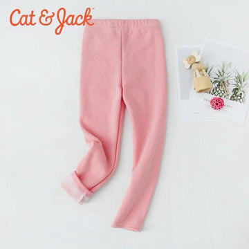 CUTE BABY PINK PLAIN FLEECE WARM LEGGING TROUSER