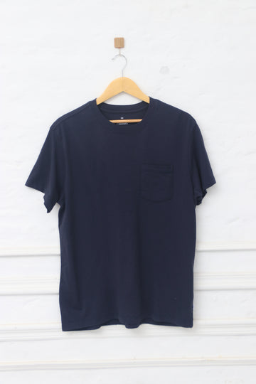 Everyday Crew Neck Basic T-Shirt Navy Pocket 020