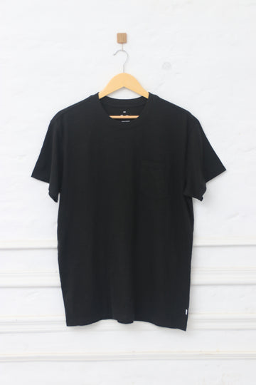 Everyday Crew Neck Basic T-Shirt Black Pocket 021