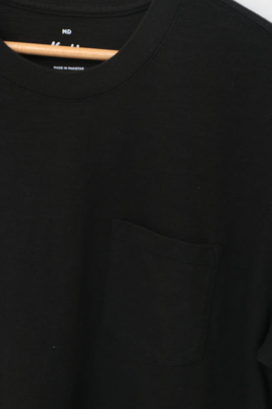 Everyday Crew Neck Basic T-Shirt Black Pocket 021