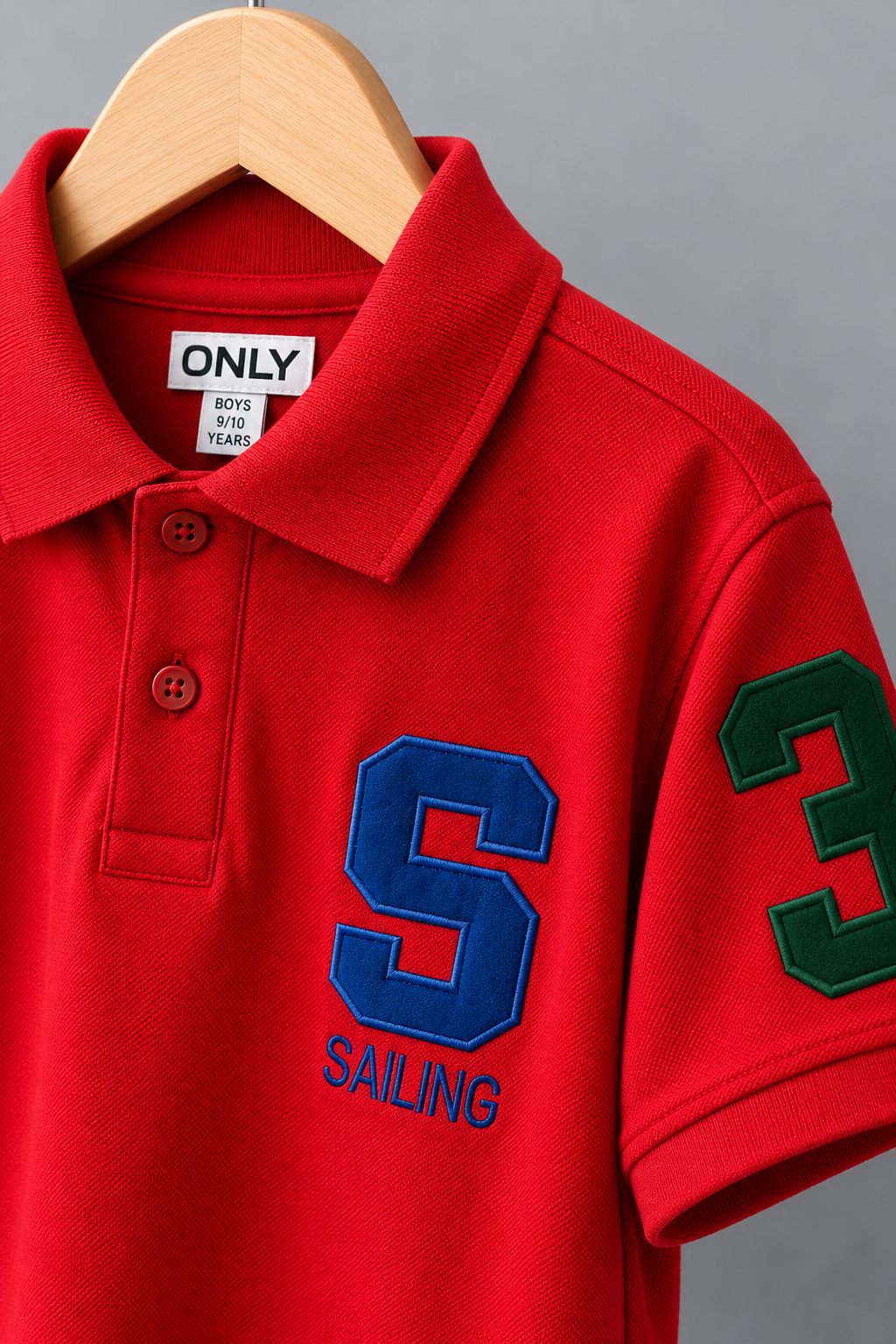 Boys Classic Red Graphic Polo Shirt