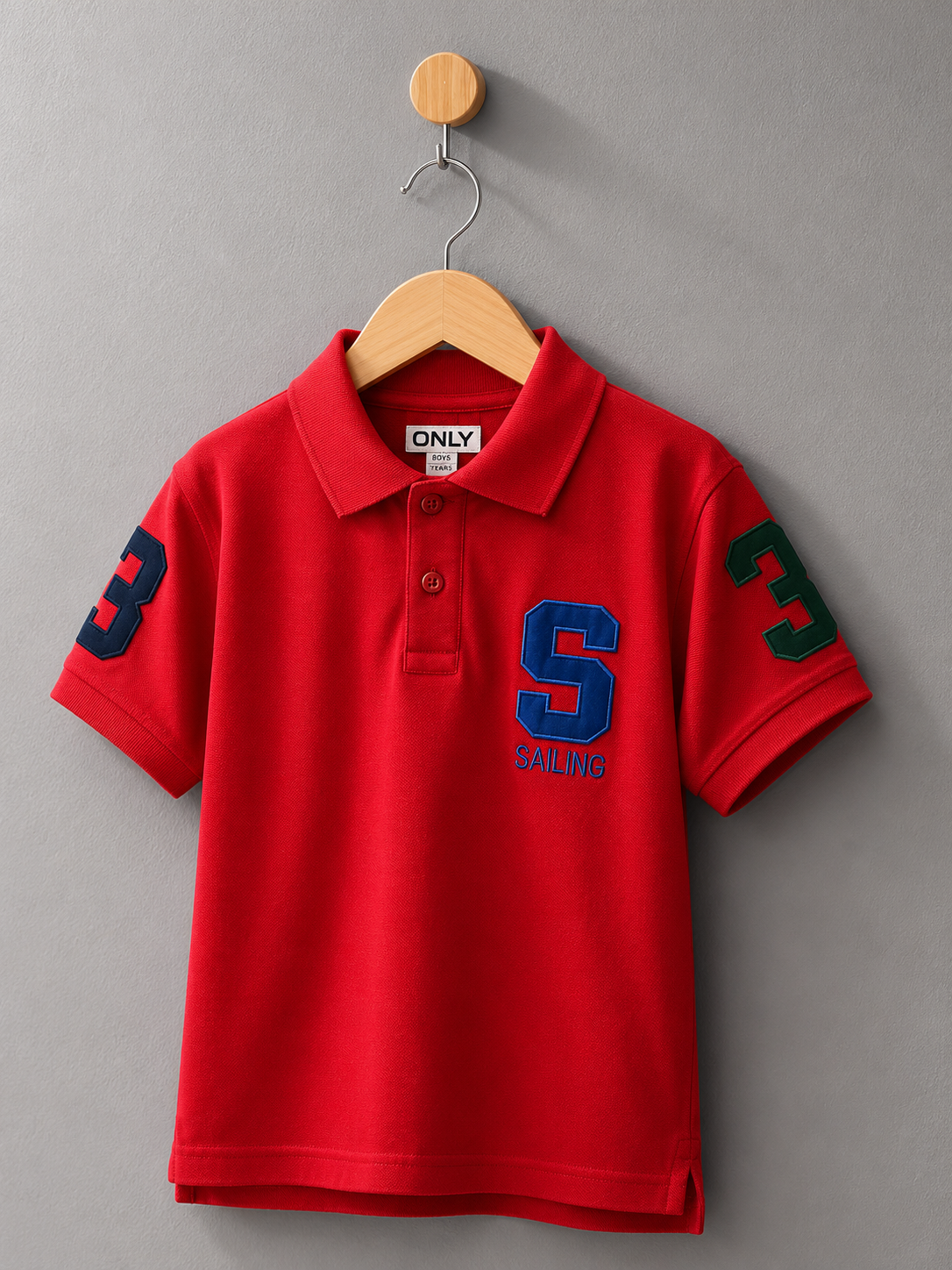 Boys Classic Red Graphic Polo Shirt