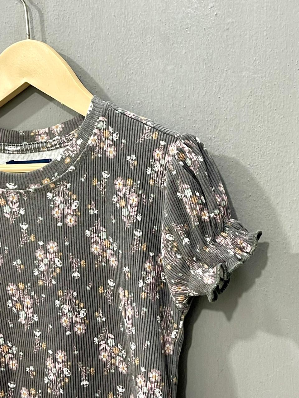 Charcoal Floral print Girls Co-ord Sets