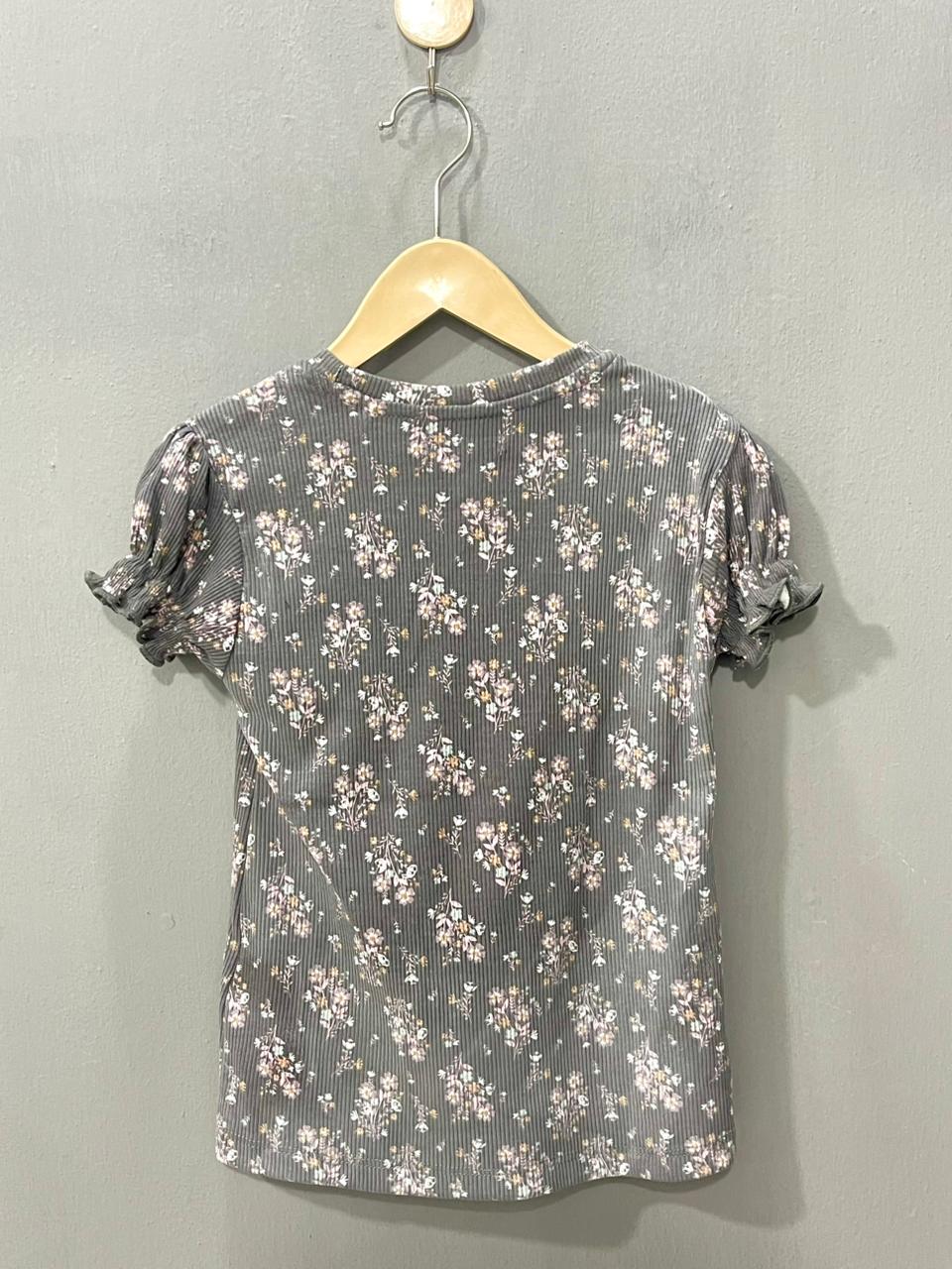 Charcoal Floral print Girls Co-ord Sets