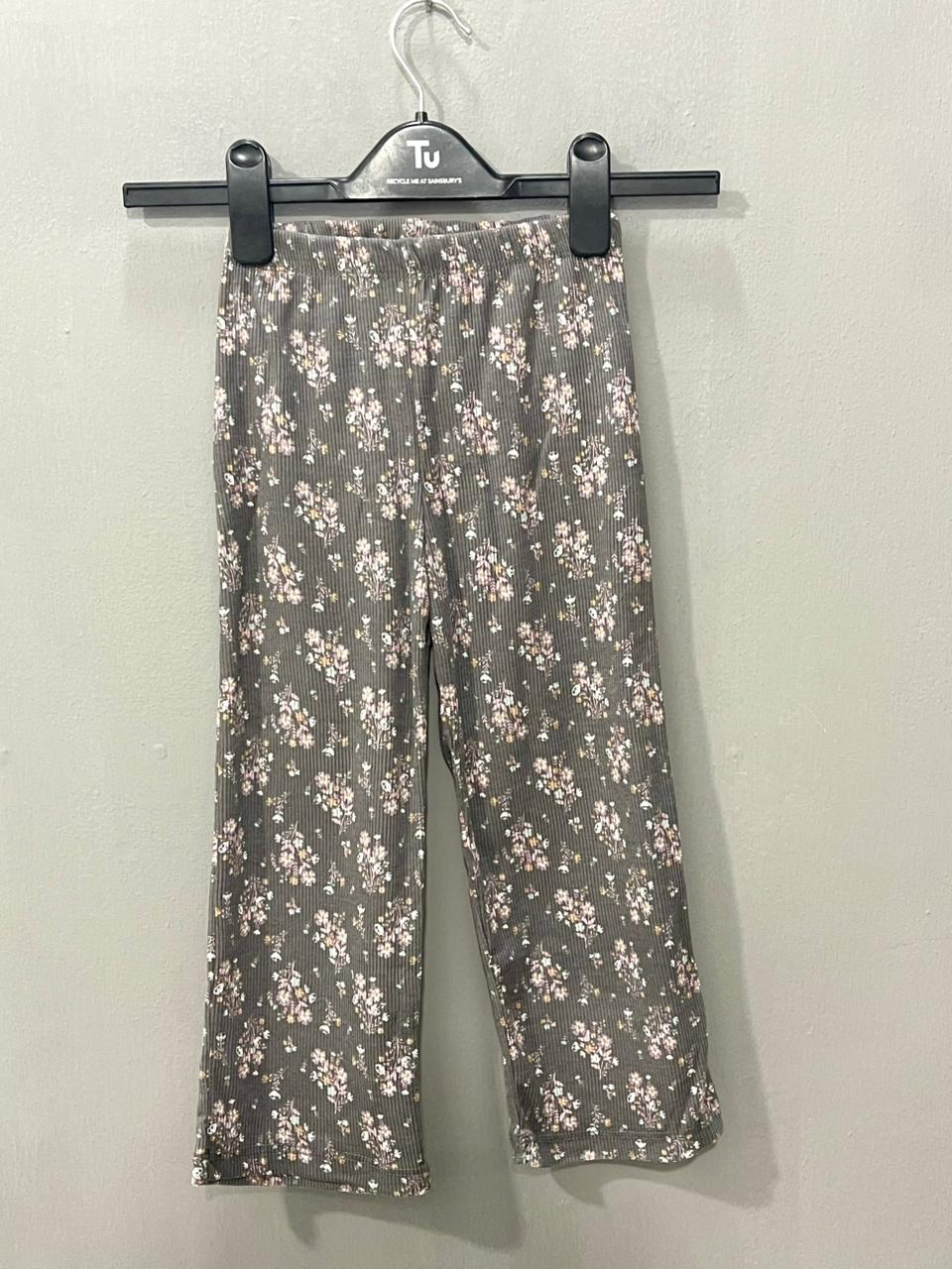 Charcoal Floral print Girls Co-ord Sets