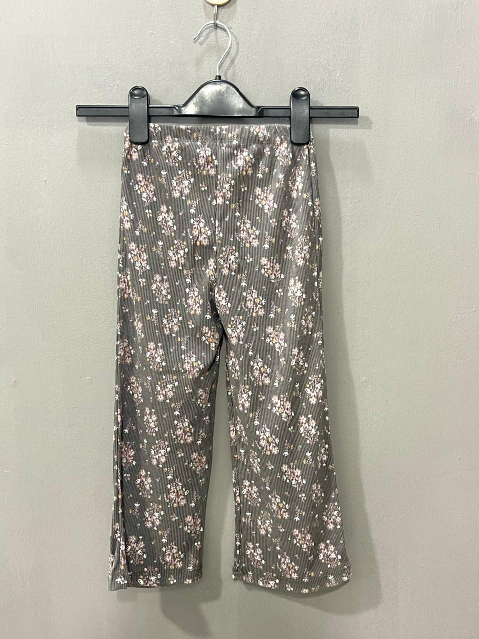 Charcoal Floral print Girls Co-ord Sets