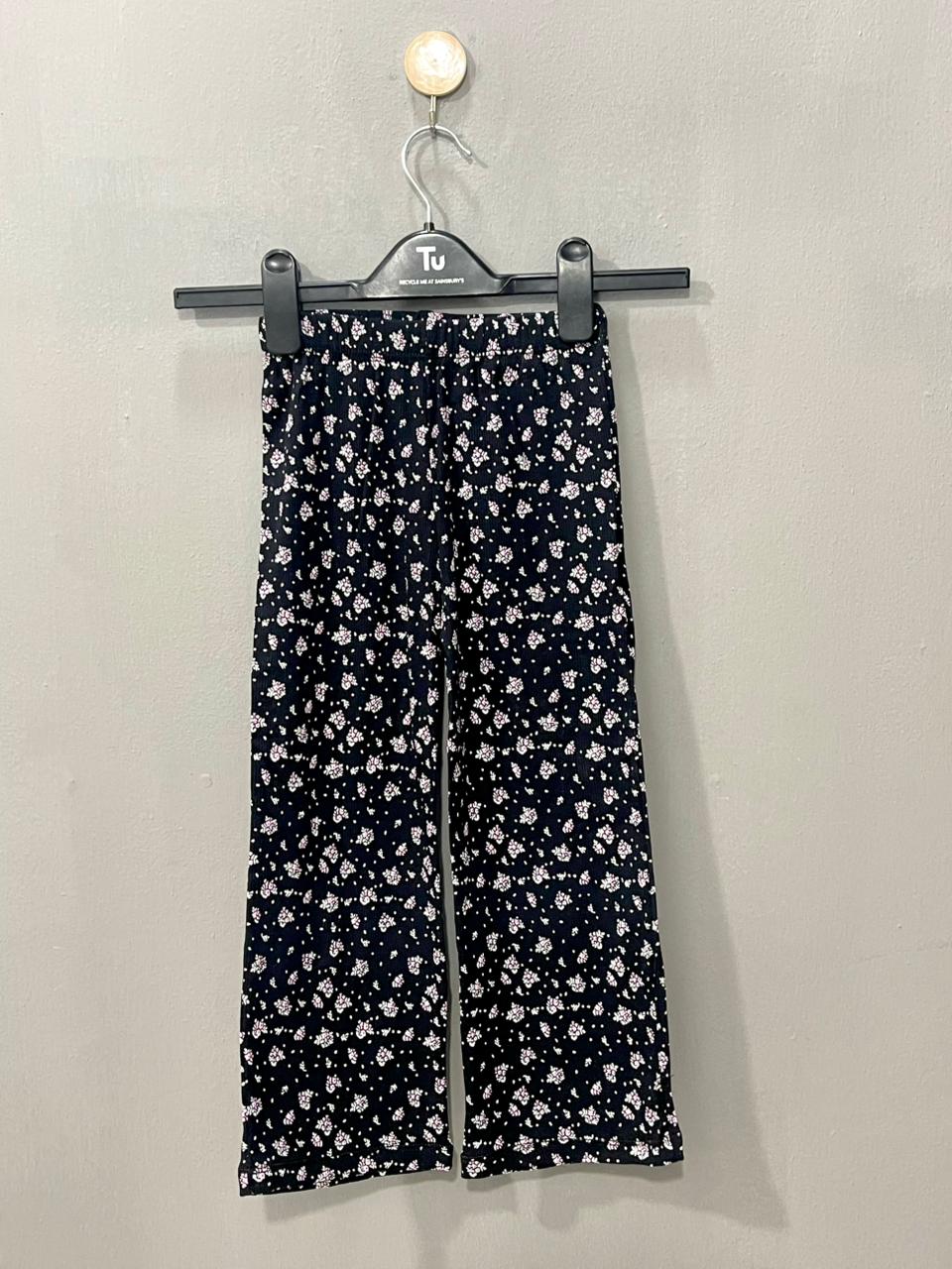 Black with Pink Blossom Girls Co-ord Set