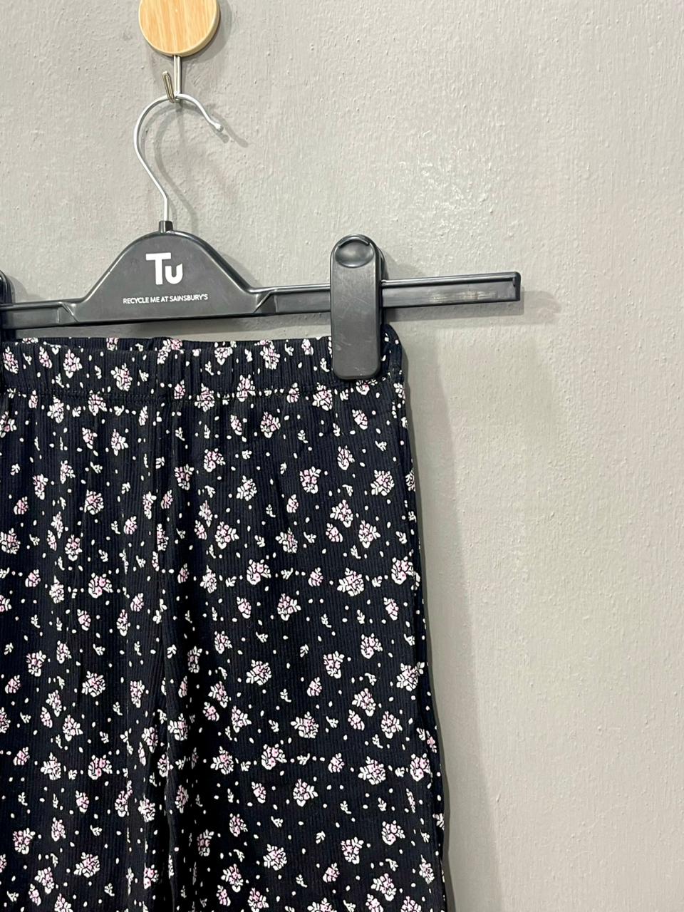 Black with Pink Blossom Girls Co-ord Set