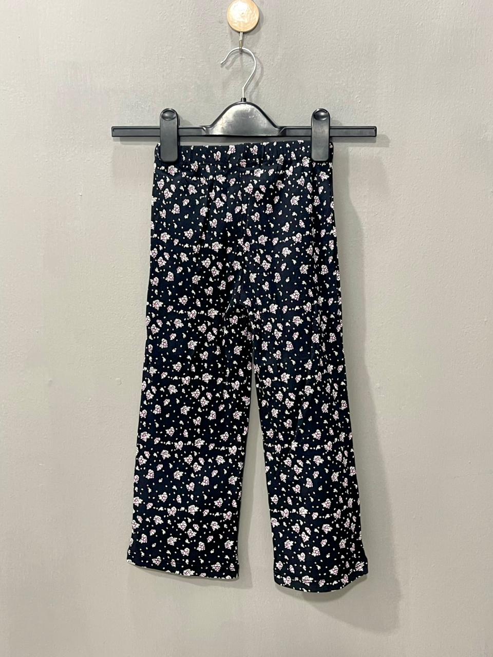 Black with Pink Blossom Girls Co-ord Set