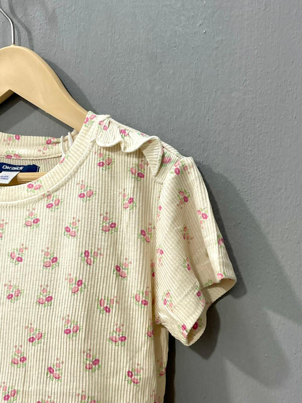 Cream with pink rose Girls Co-ord set