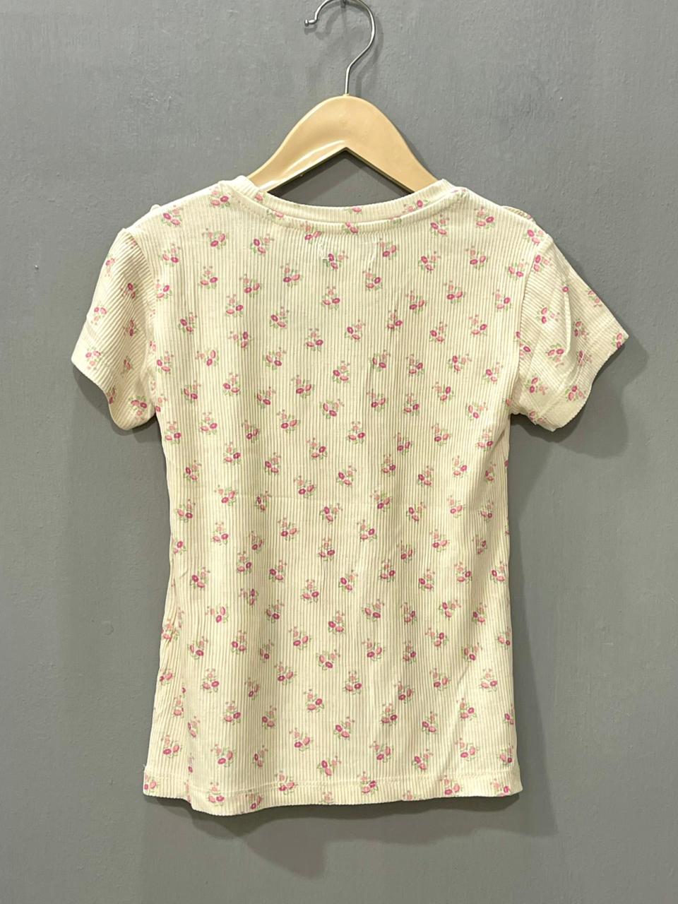 Cream with pink rose Girls Co-ord set