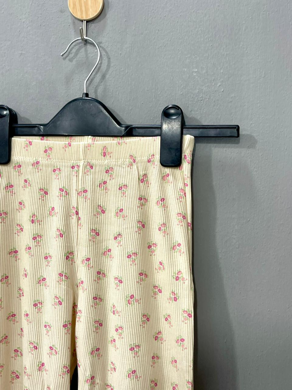 Cream with pink rose Girls Co-ord set