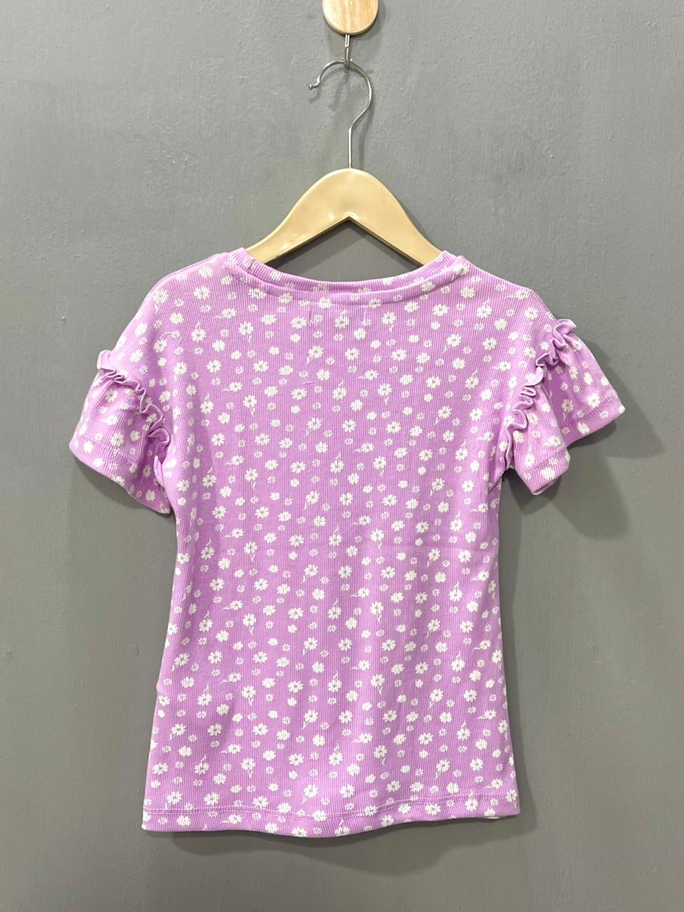 Purple with white Flowers Girls Co-ord set