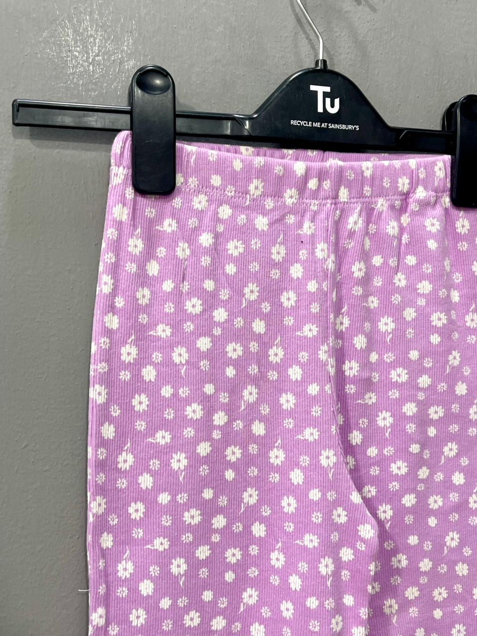 Purple with white Flowers Girls Co-ord set