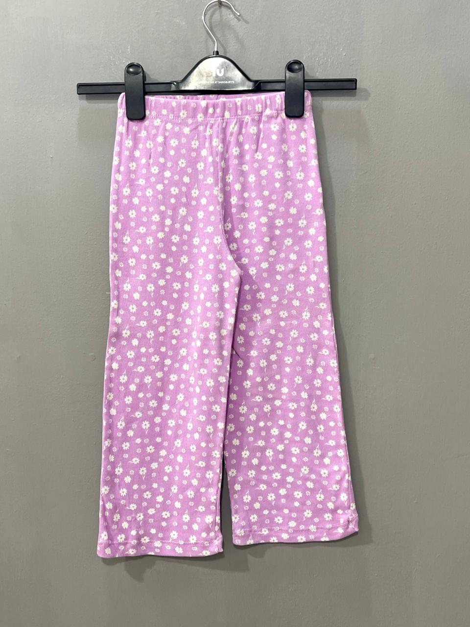 Purple with white Flowers Girls Co-ord set