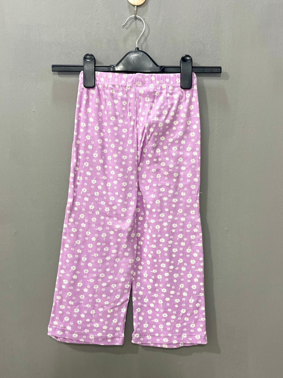 Purple with white Flowers Girls Co-ord set