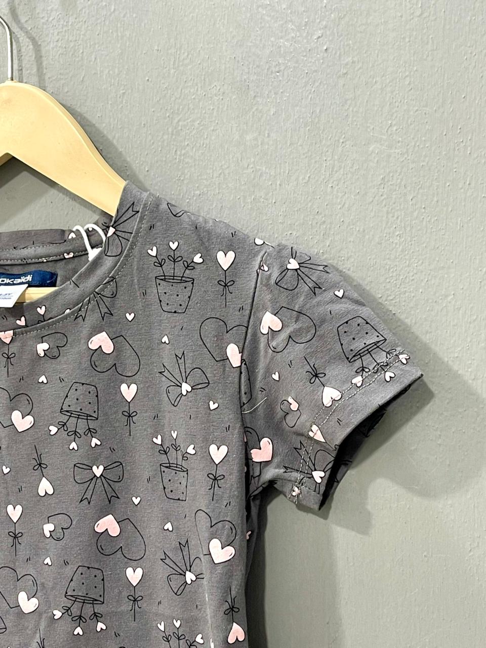 Grey with pink heart Girls Co-ord Set