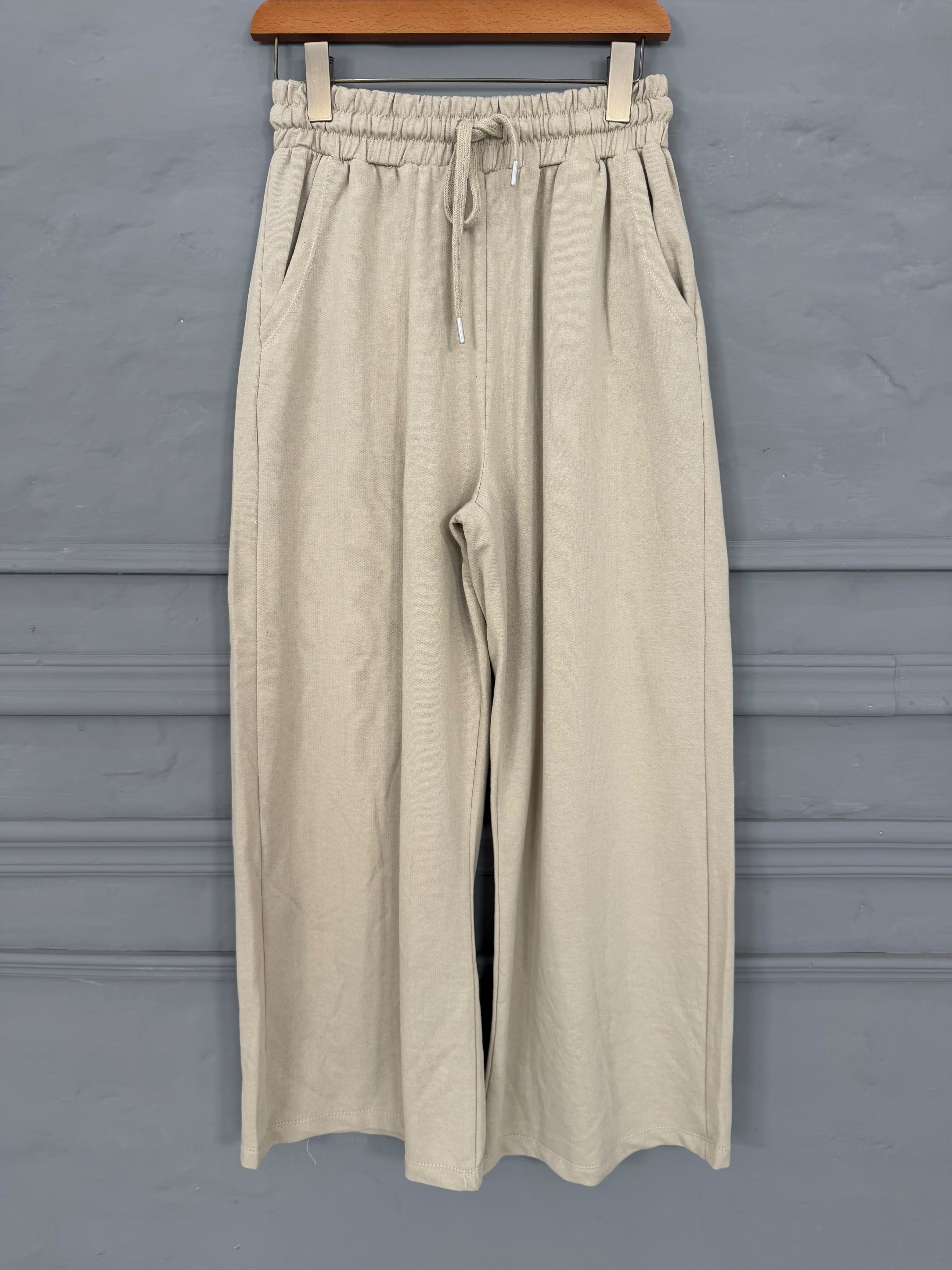 Beige Wide-Leg Women Trousers