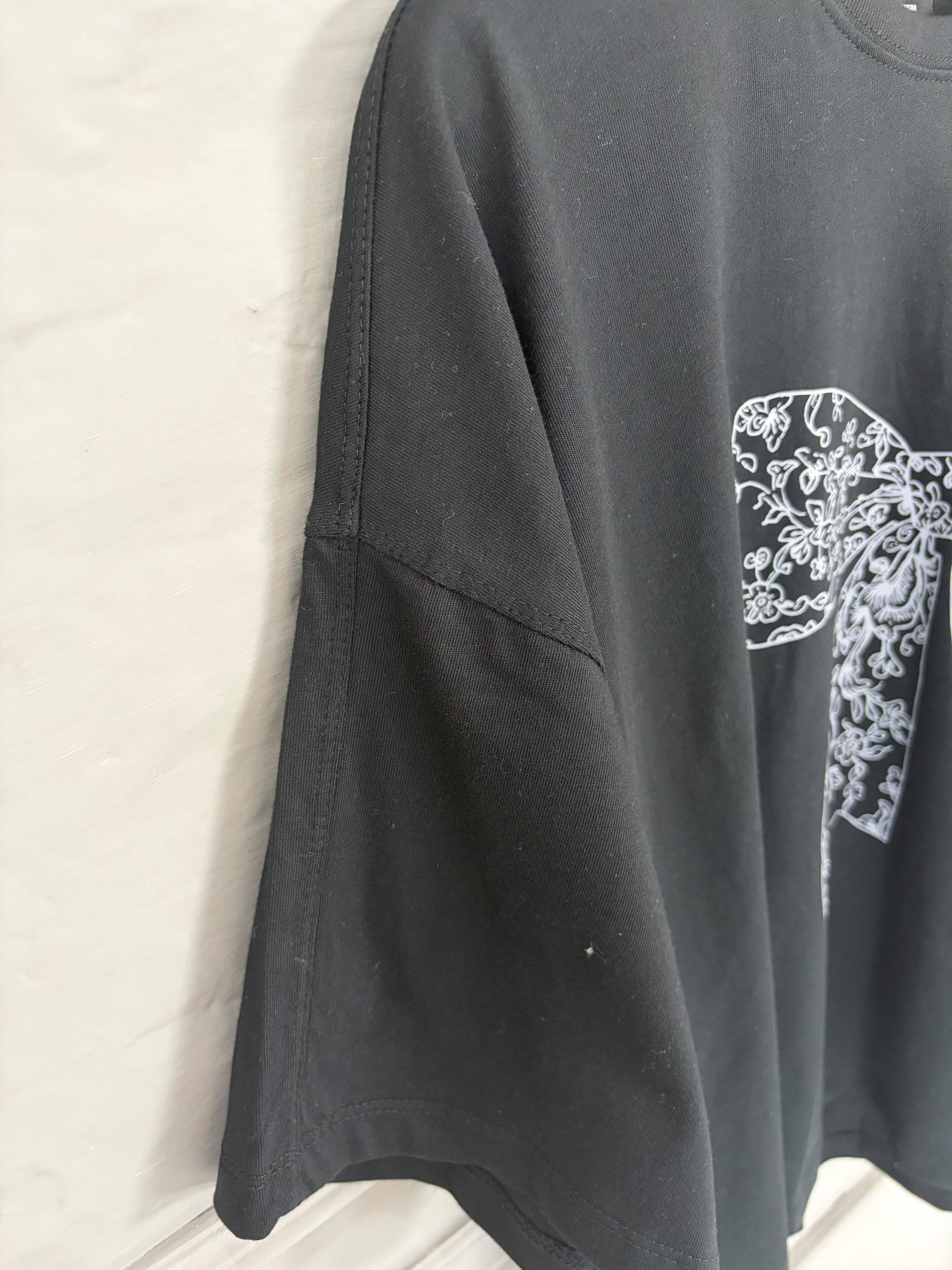 Black Floral Bow Oversized Tee