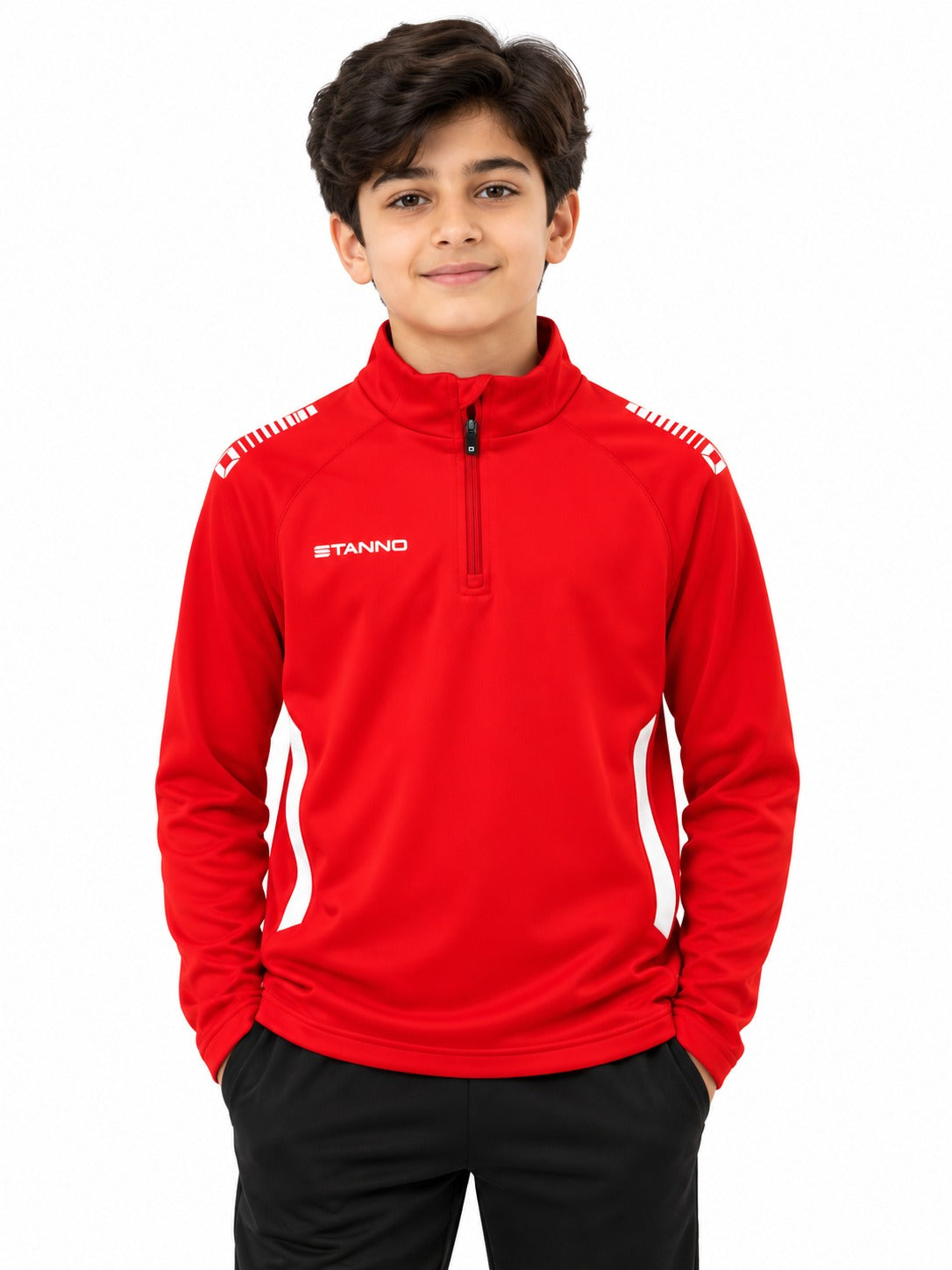 Boys Red Sporty Half-Zip Pullover