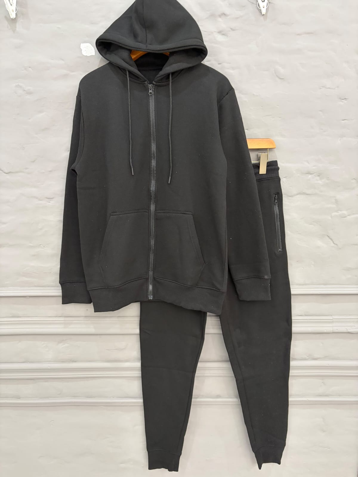 Men Black Zip-Up Tracksuit
