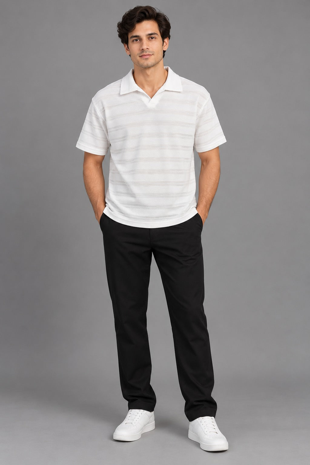 Textured Knit Polo Shirt