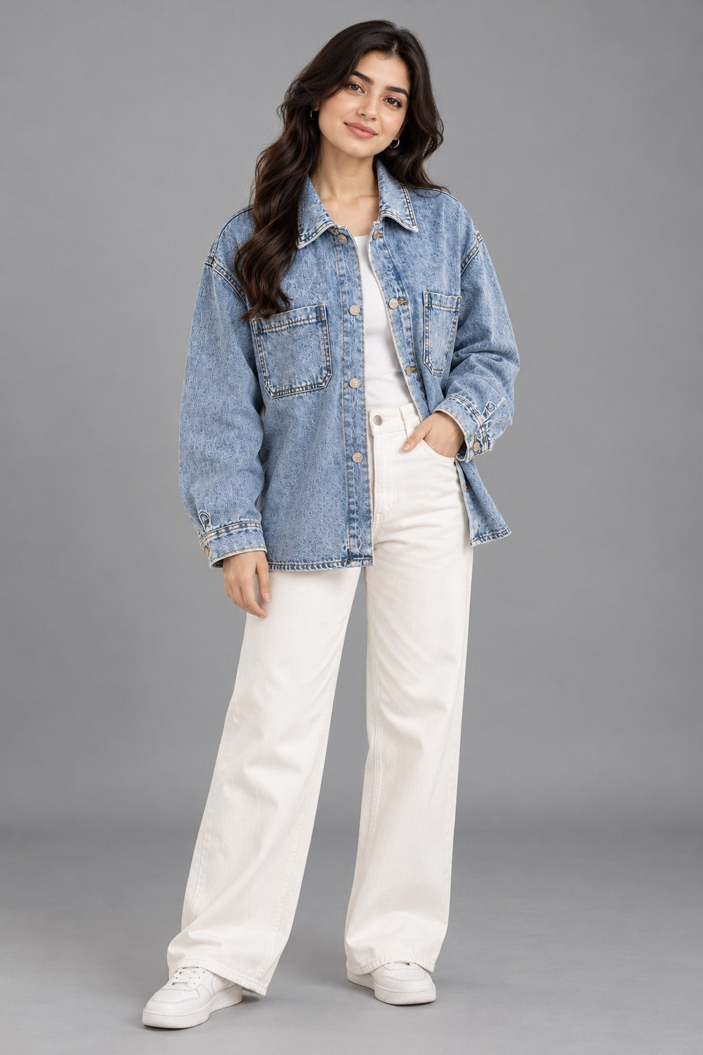 Women's Blue Denim Oversized Jacket