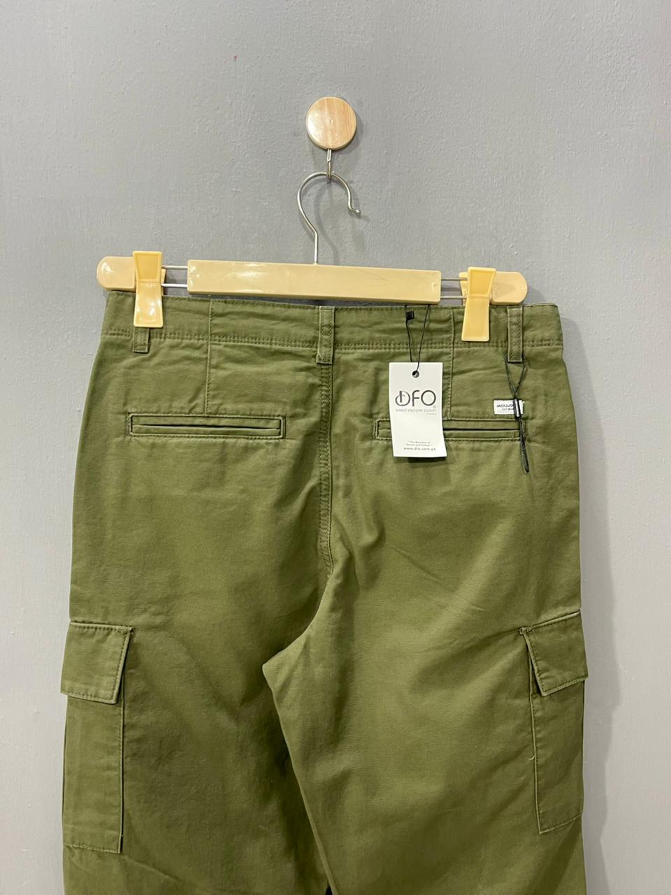 Olive Green non-stretch Cargo Pant J&J