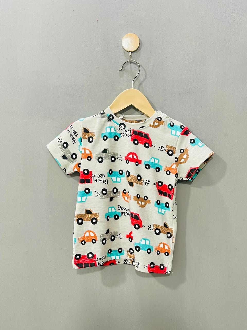 Grey With Car Print Boys Co-ord Set