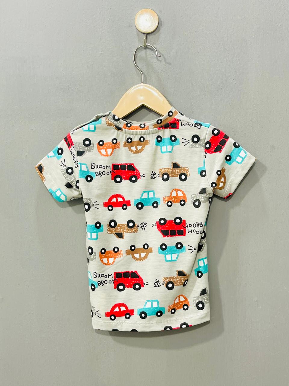 Grey With Car Print Boys Co-ord Set