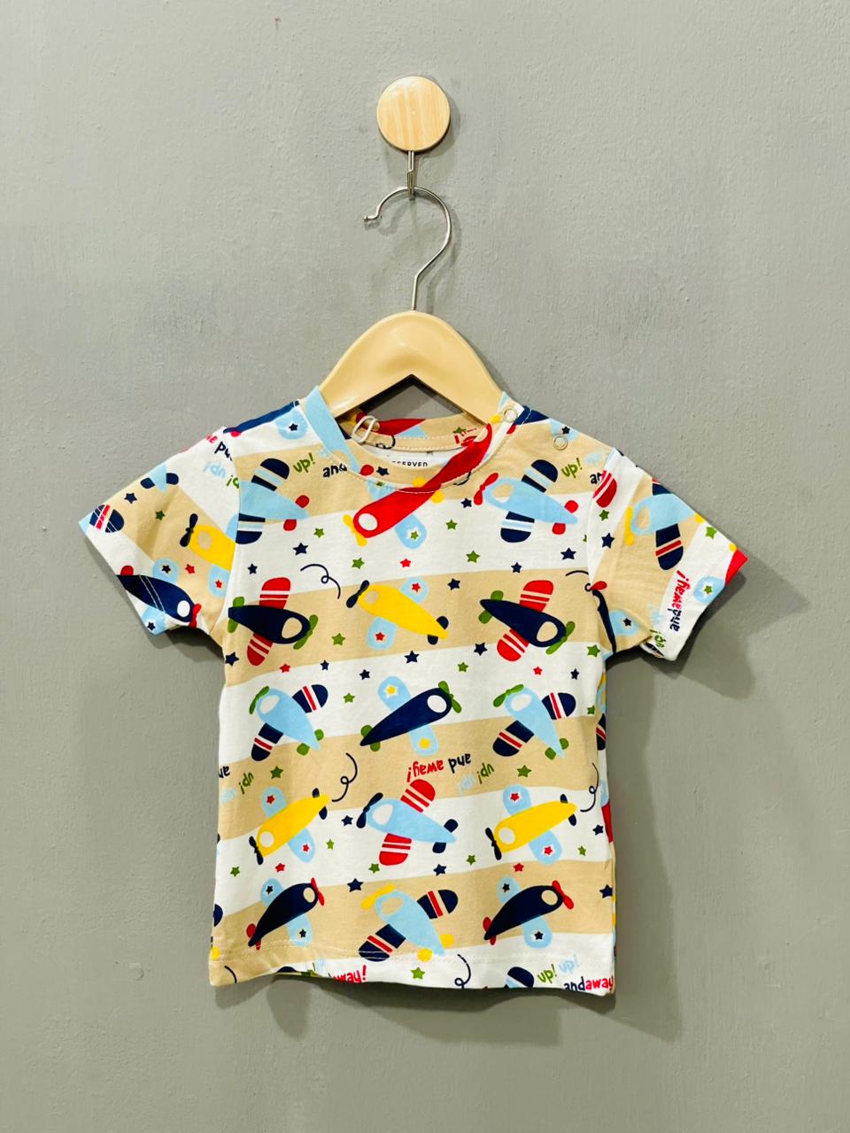 Beige Aeroplane Boys Co-ord Set