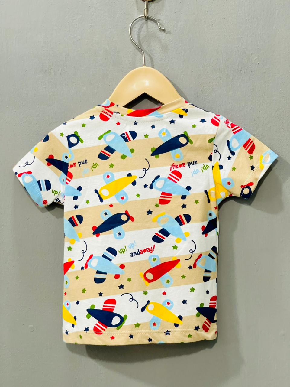 Beige Aeroplane Boys Co-ord Set