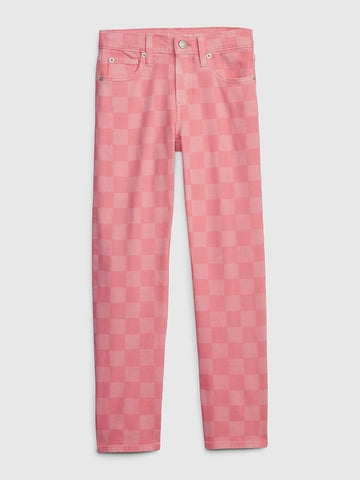 High rise '90s losse Taille Haute Pink Check 027