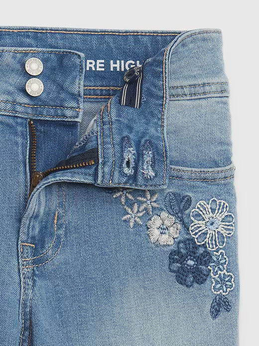 Kids High Rise Embroidered Flare Jeans with Washwell 017