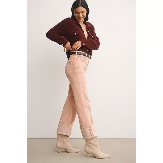 Anthropologie Pilcro Scotty Cuffed High Rise Straight Leg Jeans Corduroy