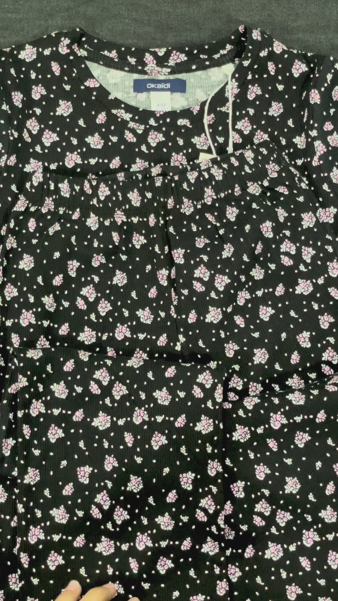 Black with Pink Blossom Girls Co-ord Set