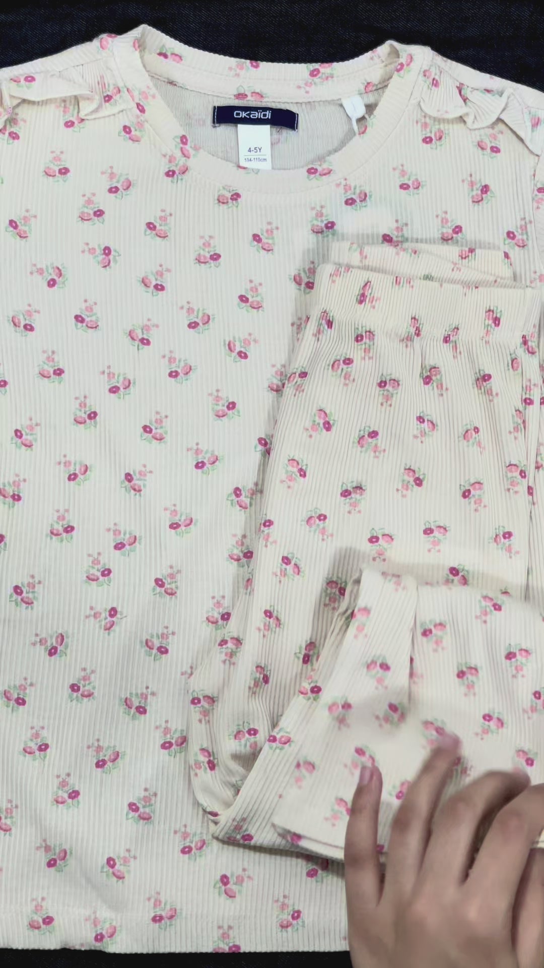 Cream with pink rose Girls Co-ord set