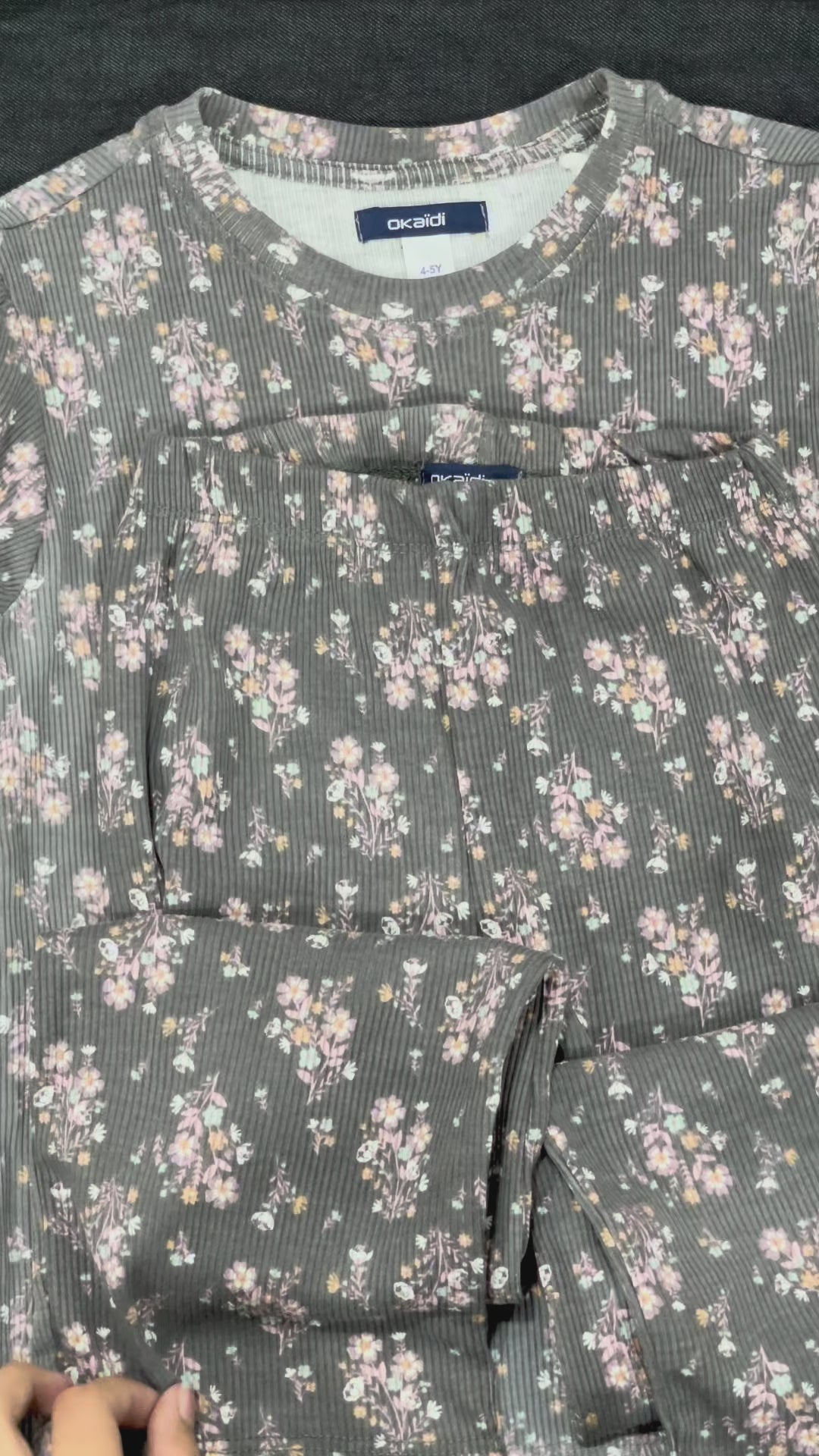 Charcoal Floral print Girls Co-ord Sets
