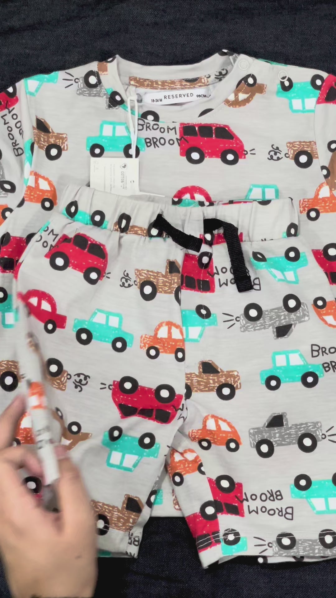 Grey With Car Print Boys Co-ord Set